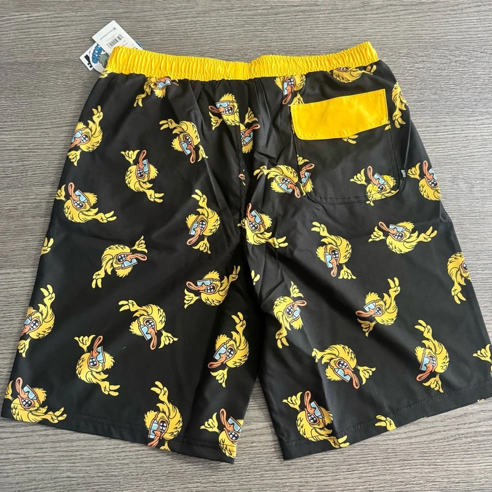 Neff Boys Fired Up Ducky Graphic Swim Yourh Shorts Size XXL 18 Black
